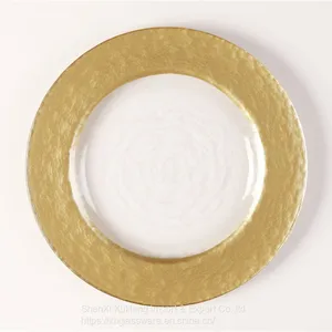 Gold Rimmed Glass Charger Plate For Wedding Dining Tableware Wholesale thumbnail-1