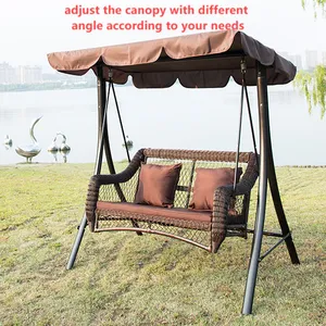 Durable Outdoor 2-seat Luxury Rattan Hammock Swing Chair With Fabric Canopy thumbnail-5