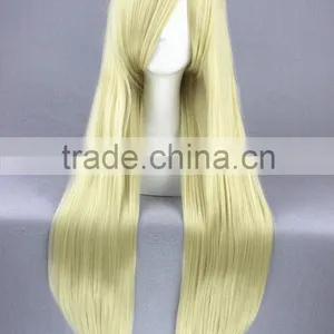 High Quality 80cm Long Straight Chobits AGATSUMA SOUBI Beige Synthetic Anime Wig Cosplay Hair Wig Party Wig thumbnail-3