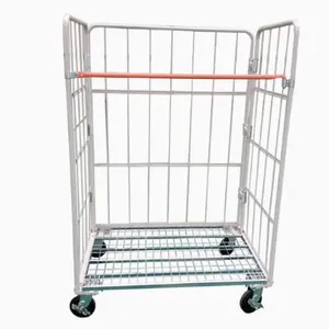 Warehouse Galvanized Wire Roller Cart Wholesale, Cage Trolley Milk Trolley thumbnail-1