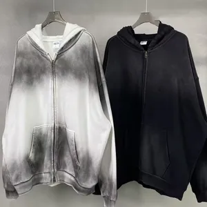 Hoodies Men High Quality 100% Cotton Oversized Drop Shoulder Streetwear Blank Pullover Heavy Weight Boxy Crop Hoodies for Men thumbnail-4