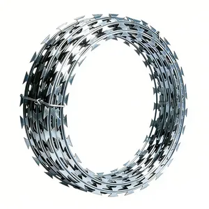 Galvanized BTO-22 Razor Wire Stretched Ribbon Barbed Wire for Farm Fence Coils thumbnail-1