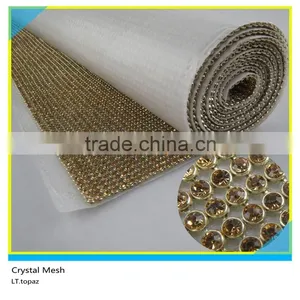 Hot Fix Rhinestone Mesh Roll Ss10 3mm LT.Topaz Crystal Gold Base thumbnail-4