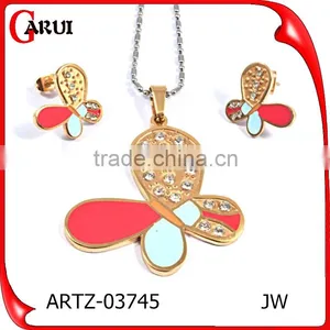 Women Jewelry Stainless Steel Jewelry Colorful Butterfly Jewelry Set thumbnail-1