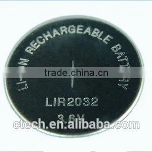 Lir2032 Rechargeable 3.7v Lithium Ion Button Battery 3.7v Batterie Rechargeable thumbnail-1