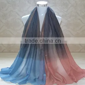 Wholesale New Design Autumn Fashion Gradient Cotton Glitter Woman Shawl thumbnail-2