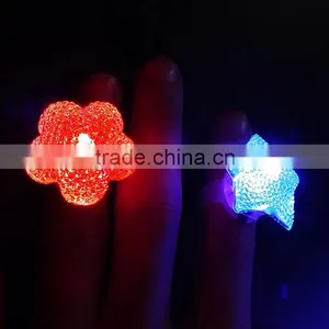 Colorful Glow Flashing LED Finger Ring Fun Luminous Finger Ring Star Shape Flowrer Shape Led Toy Party Decoration thumbnail-1