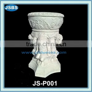 White Marble Flower Pot With Children Statue thumbnail-1