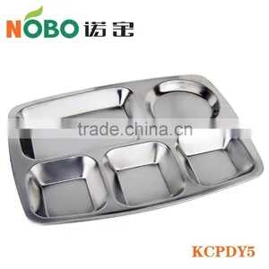 Stainless Steel Square Fast Food Tray With 5 Compartments thumbnail-1