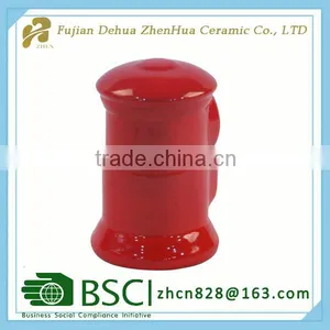 Red Small Pillar-box Shape Ceramic Money Boxes Wholesale thumbnail-2