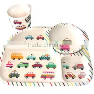 Eco Bamboo Fiber Kids Dinnerware Set-Car Design thumbnail-1