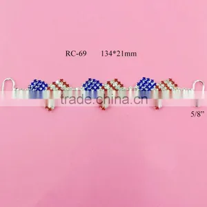 Stock Hot Selling Factory Price America Heart Rhinestone Connector for Headband/hairwear for Bikini (RC-69) thumbnail-1