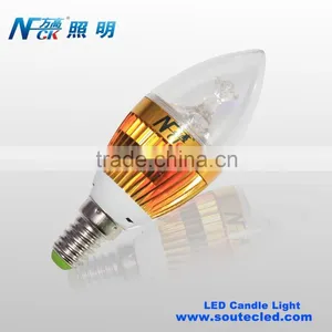 Golden Color Aluminum 3w Quality Warm White E14 Led Candle Light for Home Hotel Restaurant thumbnail-2