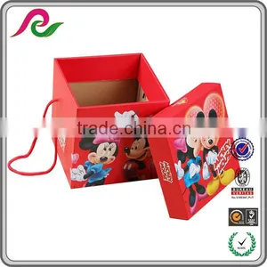 Red Folding Corrugated Paper Box With Micky Mouse Picture for Packing Gift thumbnail-1
