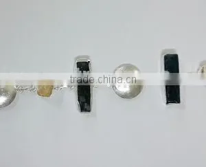Citrine & Dark Green Kyanite Rough 925 Sterling Silver Bracelet, Designer Sterling Silver Jewelry, 925 Silver Designer Bracelet thumbnail-1