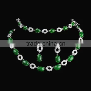 Jade Necklace Jewelry Sets Plated Rhodium thumbnail-1