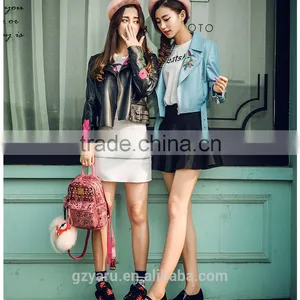 Latest Fashionable Ladies Embroidered Real Leather Jackets Short Wool Coat Girlfriends Best Gifts thumbnail-2