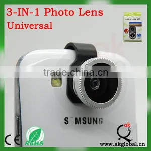 3 in 1 Lens Fisheye Lens Wide Angle Lens Macro Lens for Mobile Phone thumbnail-1