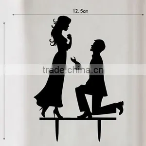Personalized Mr And Mrs Groom & Bride Silhouette Rustic Wedding Cake Topper Gift thumbnail-3