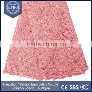 Simple Design Style Guipure Lace Fabric / Purple Color UK Embroidery Lace Fabric For Wedding Dress thumbnail-2