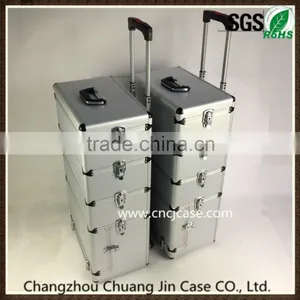 Professional Make up Barber Tool Trolley Case ABS Aluminum Tool Case With Wheel Quality Choice thumbnail-2