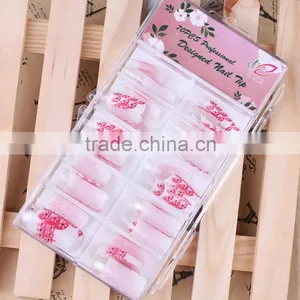 70pcs Pre-design French Artificial Nails Printed Flower False Nails thumbnail-2