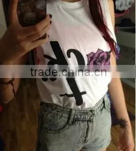 China Wholesale Printed Design Sleeveless Tank Top/ladies Top Chest Printing thumbnail-2