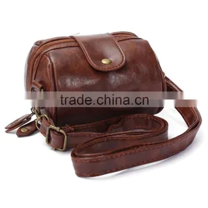 Fashion Women Brown Mini Cute Leather Lady Shoulder Handbag Camera Strap Bag Hot thumbnail-1