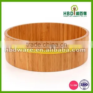 Oak Bowls With Color Silicone Ring for Sale, Wood Salad Bowls thumbnail-1