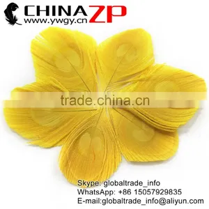 Leading Supplier CHINAZP Wholesale Top Selling Dyed Yellow Trimmed Peacock Feathers Eyes for Earrings thumbnail-1