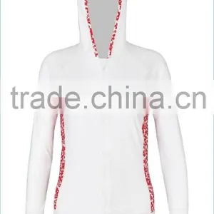 Rash Gaurd Front Zipper With Pocket and Hooded Lycra Sun Protection for Women thumbnail-1
