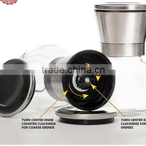 Manual Glass Spice Bottle Grinder/pepper and Salt Mill 6 Oz Glass Body and 5 Grade Adjustable Ceramic Rotor thumbnail-3
