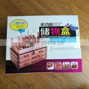 Wholesale Household 2pcs Clear Cosmetic Acrylic Makeup Organizer With 8 Grids 16 Darwers for Store Jewelry Cosmetic thumbnail-6