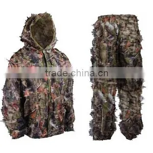 Mesh Camouflage Ghillie Leafy Hunting Camo Suit Jacket Pants Brown thumbnail-1