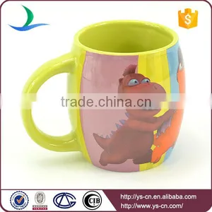 YSm0026 Light Green Glazed Chunky Mug With Cute Cartoon thumbnail-4