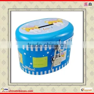 High Quality With Lock Round Saving Tin Box thumbnail-6
