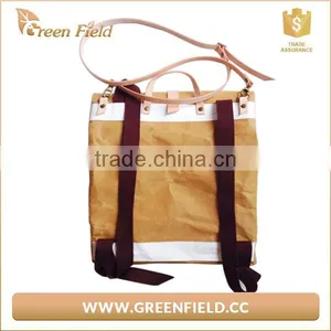 Washable Kraft Paper Backpack Brown And White Paper Laptop Backpack thumbnail-4