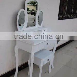 Hot Sale K/D Dressing Table With Mirror and Stool/dresser Table With Three Mirros thumbnail-4