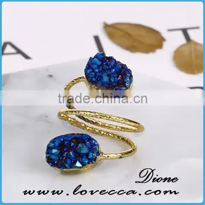 Women Jewelry Shinning Nature Druzy Agate Cluster Rings thumbnail-4