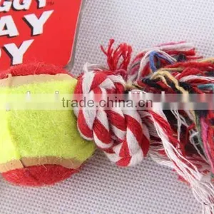 Multicolor Cotton Rope Toy With Two Tennis /PET TOY thumbnail-2