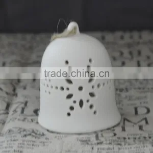 Ceramic Indoor Christmas LED Light Bell With Hollow Design Wholesale thumbnail-3