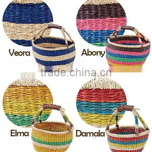 Colorful Seagrass Bolga Basket thumbnail-4
