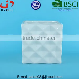 Home and Garden Decorations Dimple Design Glazed Pot Plant White Square Ceramic thumbnail-5