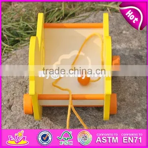 New Design Lovely Duck Shape Wooden Pull Car Toy for Toddlers W05B158 thumbnail-5