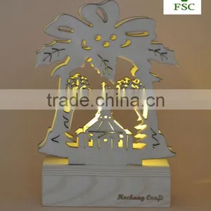 Christmas Bell Gifts Wooden Decorations Laser Cutting With Light thumbnail-2