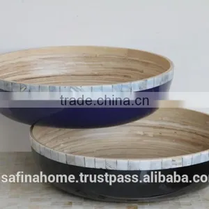 Color Lacquered Spun Bamboo Salad Bowl thumbnail-1