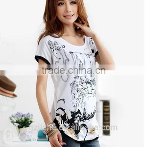 2015 Summer New Arrivals Plus Size Fat Loose Women's T-shirts,cotton O-neck Slim Tops for Women,fashion Woman Clothes thumbnail-2
