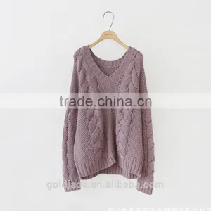 Plus Size Women Sexy V-neck Knit Sweater Outerwear Pullover Tops Knitted Cashmere Sweater Women thumbnail-6