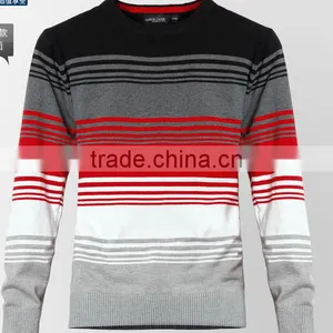 Men Casual Stripe Round Collar Sweaters thumbnail-1