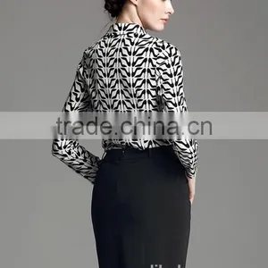Office Ladies Elegant Fashion Printed Long Sleeve Formal Shirt thumbnail-3